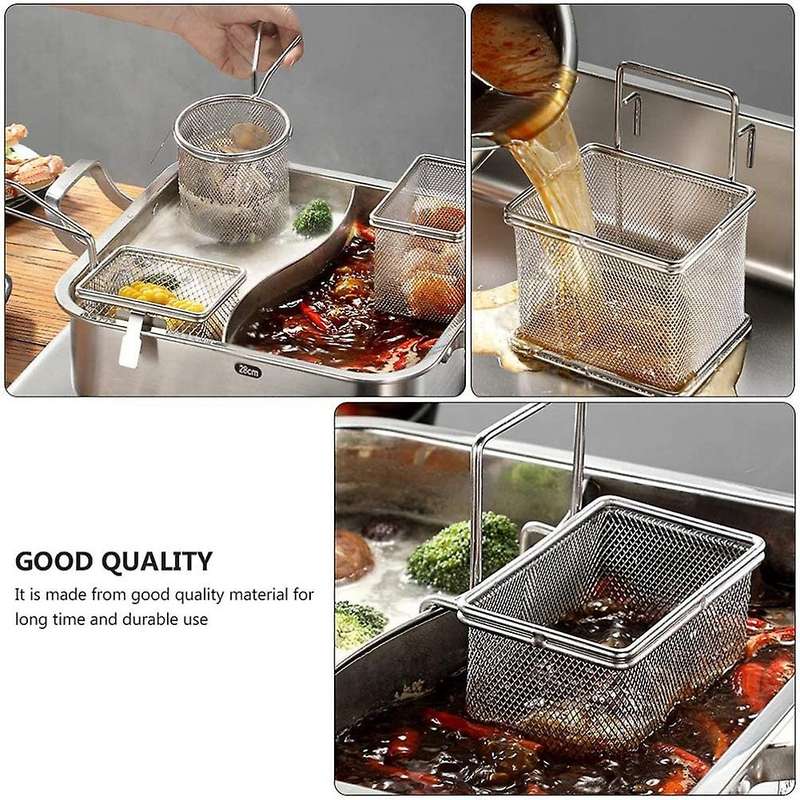 Fine Mesh Strainer Stainless Steel Wire Strainer Basket Skimmer Hanging Sieve Filter Spoon Ladle Fo