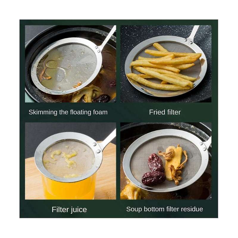 Fine Mesh Spoon, Stainless Steel Hot Pot Fat Strainer, Durable Multi-functional Kitchen Cooking Mes