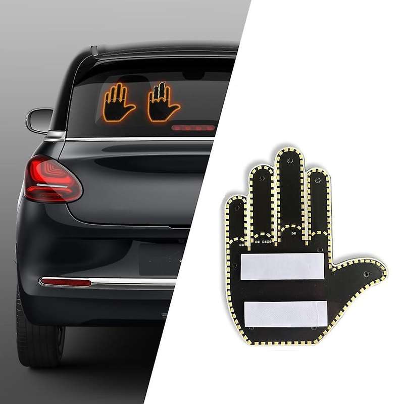 Finger Light LED Car Back Window Sign, Car Finger Gesture Light with Remote, Hand Funny Car Truck Ca