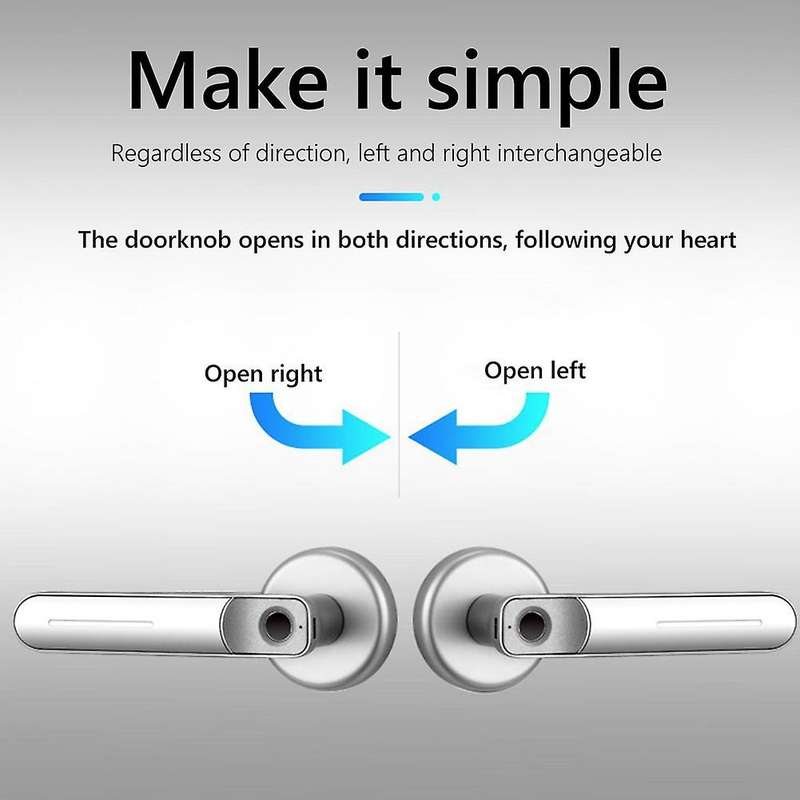 Fingerprint Door Lock Handle Smart Electric Biometric Entry with 2 Keys Anti Theft Lock for Apartmen