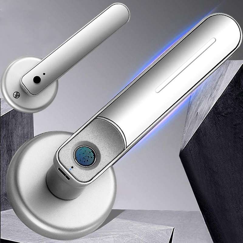 Fingerprint Door Lock Handle Smart Electric Biometric Entry with 2 Keys Anti Theft Lock for Apartmen