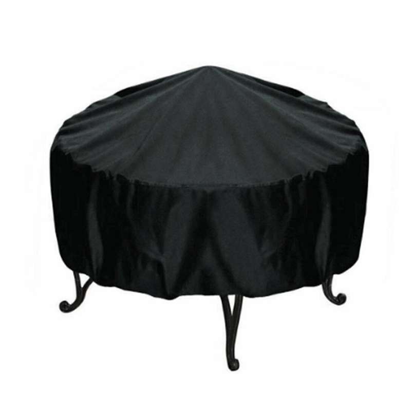 Fire Pit Cover Round 36 Inch Fire Pit Cover, Black, Windproof Drawstring and Waterproof Layer for 30