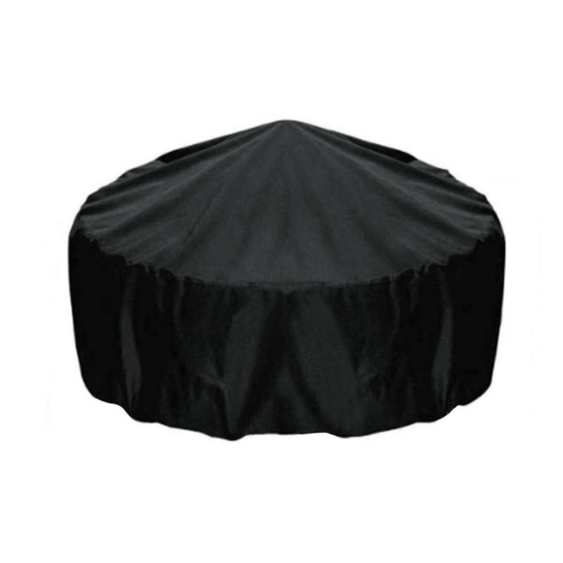 Fire Pit Cover Round 36 Inch Fire Pit Cover, Black, Windproof Drawstring and Waterproof Layer for 30