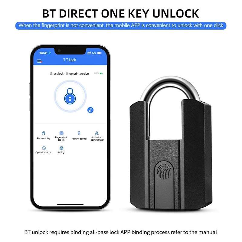 Fingerprint Lock with Key Backup USB Rechargeable Key / BT TTLock APP / Fingerprint Unlock Smart Key