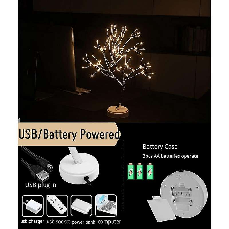 Firefly Tree Lights with Remote, Lighted Light for Room Decor, for Living Room (Warm White, 108 LED)