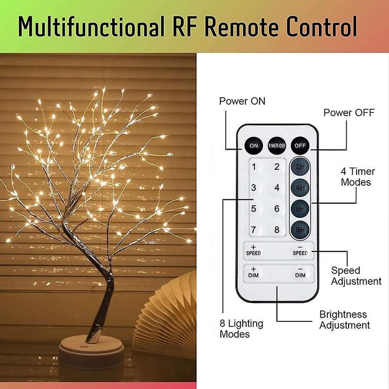 Firefly Tree Lights with Remote, Lighted Light for Room Decor, for Living Room (Warm White, 108 LED)