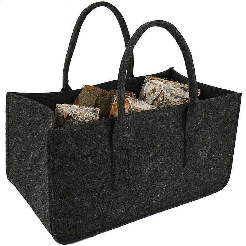 Fireplace Wood Felt Storage Bag Basket Rack Firewood Pocket,felt Foldable Firewood Holder Basket Gr