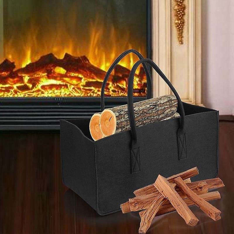 Fireplace Wood Felt Storage Bag Basket Rack Firewood Pocket,felt Foldable Firewood Holder Basket Gr