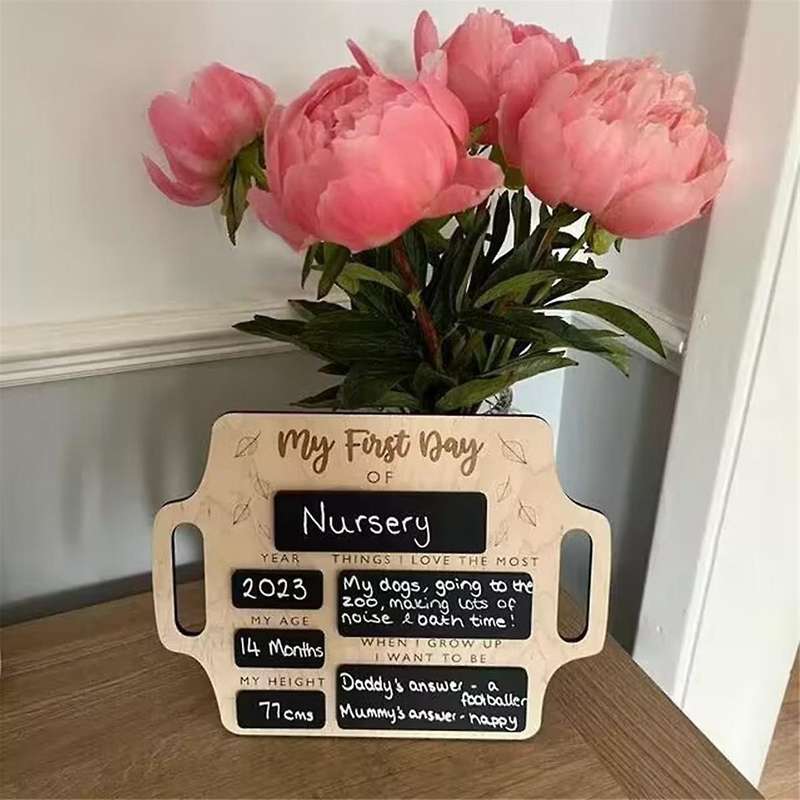 First Day Of School Sign - Reusable Memory Photo Board with Handles Starting School Nursery Prescho