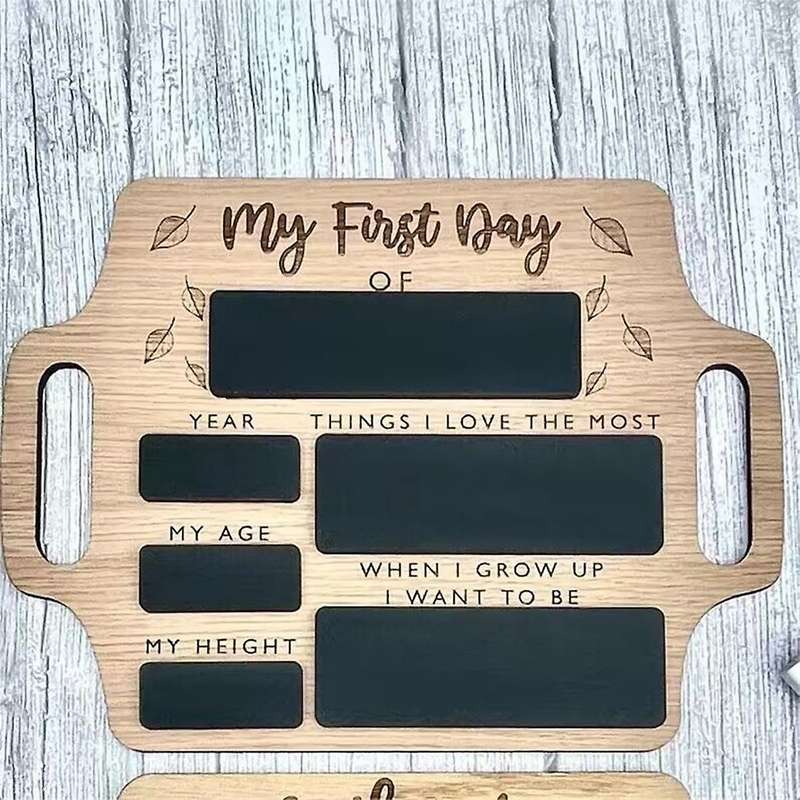 First Day Of School Sign - Reusable Memory Photo Board with Handles Starting School Nursery Prescho