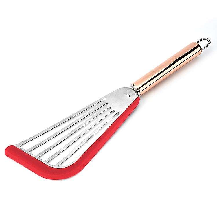 Fish Frying Spatula, Stainless Steel Slotted Flexible Turner with Silicone Edge, for Kitchen Cookin