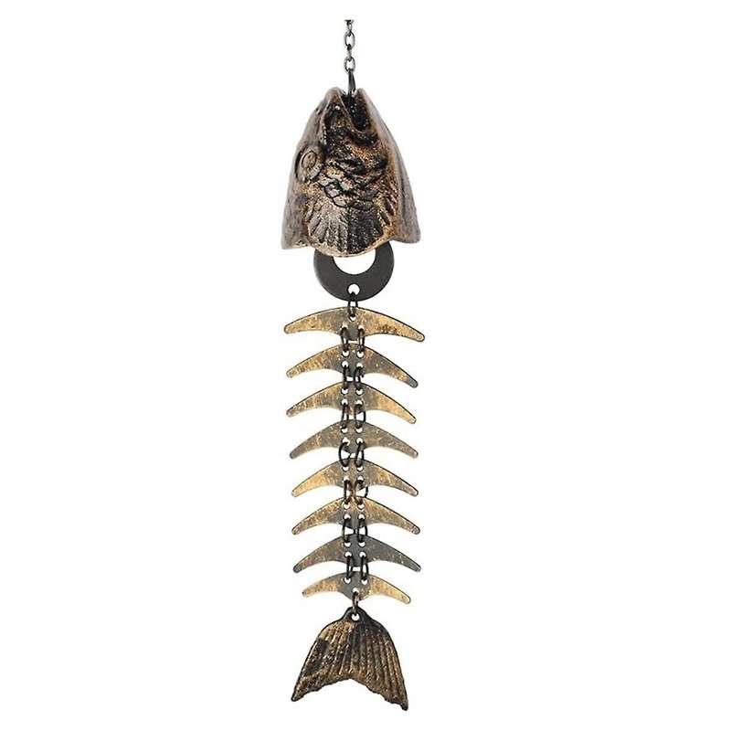 Fish Windchime,fish Skeleton Windchime,fish Bone Cast Iron Wind Chimes Vintage Metal Wind Chimes Out