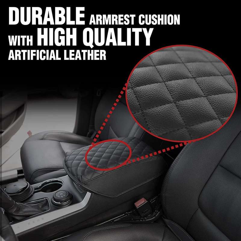 Fits for 2011-2019 Explorer Leather Center Console Lid Armrest Cover Black Car Interior