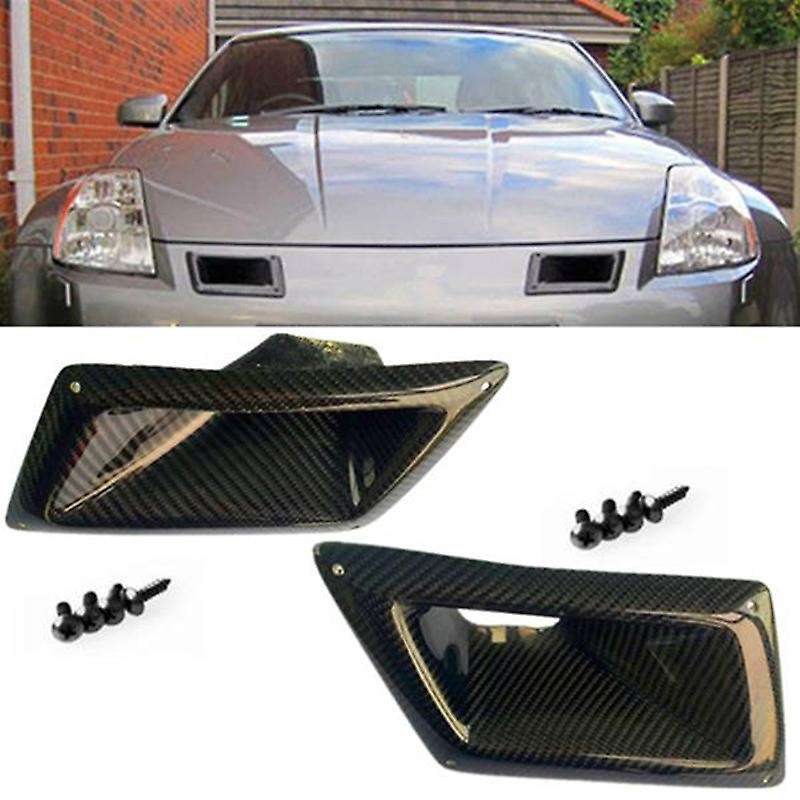 Fits for 2003-2009 350Z Z33 Left + Right Carbon Fiber Bumper Air Duct Intake Vent Covers