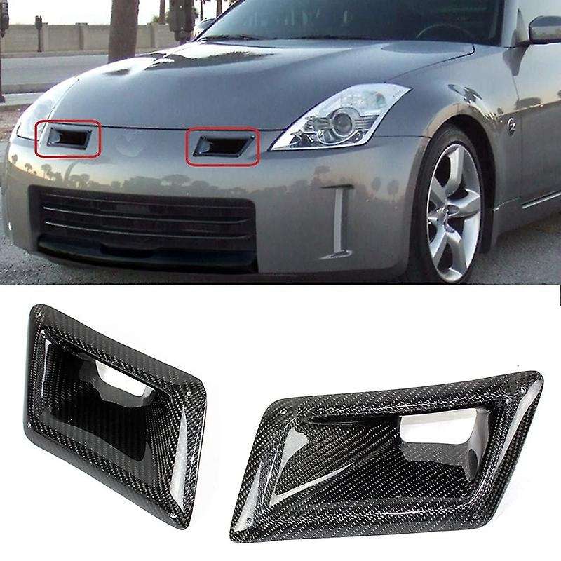 Fits for 2003-2009 350Z Z33 Left + Right Carbon Fiber Bumper Air Duct Intake Vent Covers