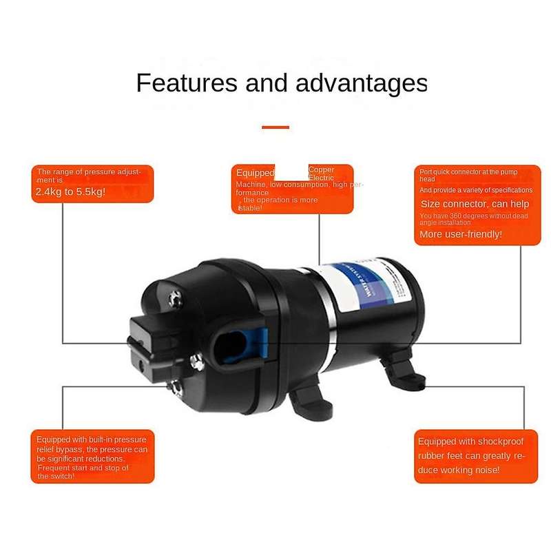 FL-30 Diaphragm Self-Priming Supercharged Pump Small DC Quiet Supercharged RV Pump 12V