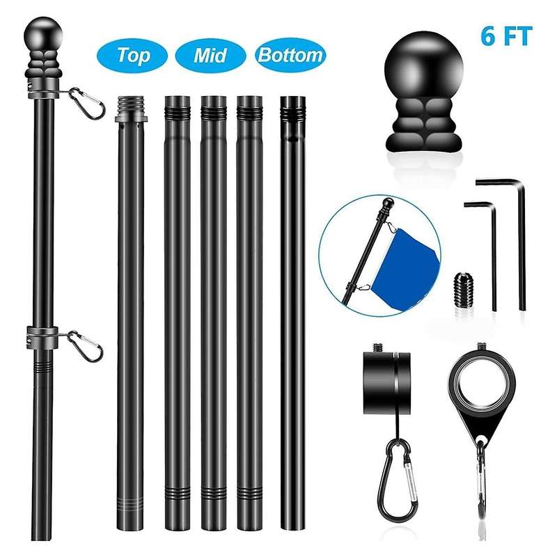 Flag Pole Set for House Porch, 6 FT Thickened Stainless Steel Wall Mount Flagpole Rotating Flagpole
