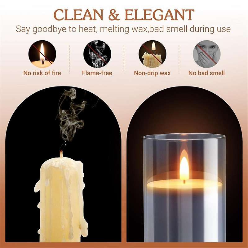 Flameless Candles Christmas Glass with Remote Candles Led Candles for Christmas Wedding, Table Decor