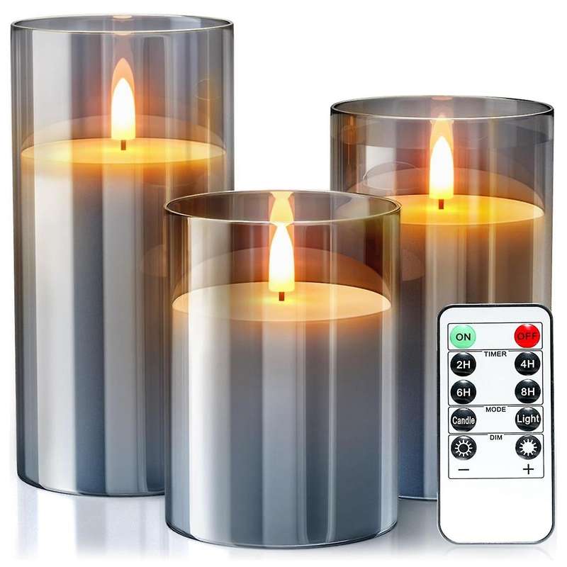 Flameless Candles Christmas Glass with Remote Candles Led Candles for Christmas Wedding, Table Decor