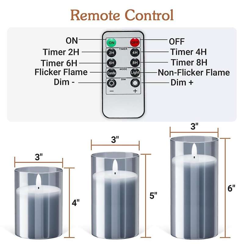 Flameless Candles Christmas Glass with Remote Candles Led Candles for Christmas Wedding, Table Decor