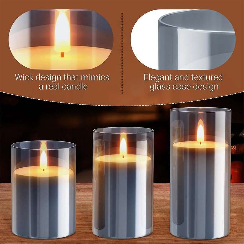 Flameless Candles Christmas Glass with Remote Candles Led Candles for Christmas Wedding, Table Decor