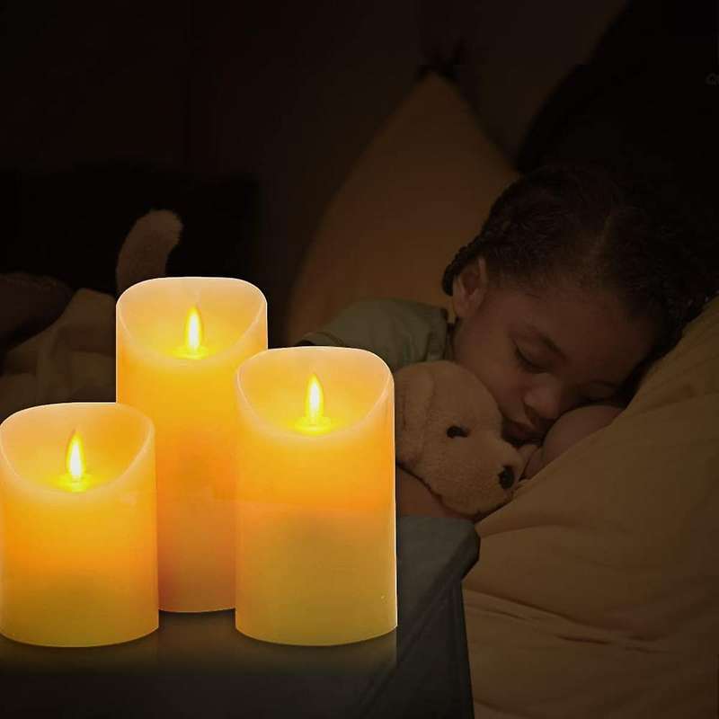 Flameless Candles,4in 5in 6in 3 Real Wax Not Plastic Pillars, Include Realistic Dancing Led Flames
