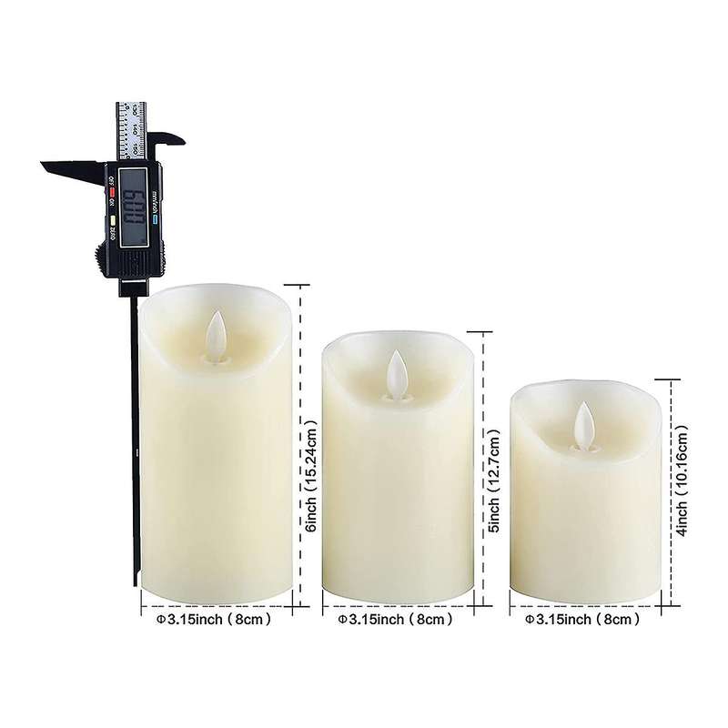 Flameless Candles,4in 5in 6in 3 Real Wax Not Plastic Pillars, Include Realistic Dancing Led Flames
