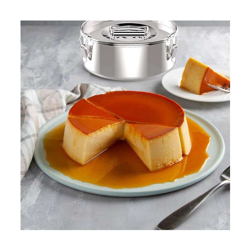 Flan Pan Flanera Mold, Stainless Steel Flan Mold with Lid - Flan Maker for 6 Quart Pot