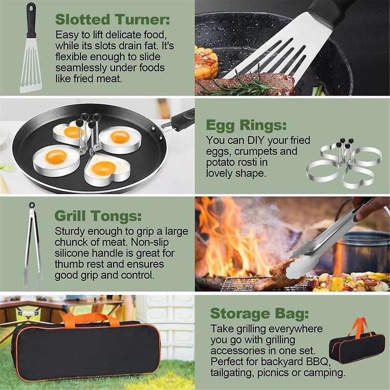 Flat Top BBQ Accessories Set, BBQ Spatula Set (with Extra Large Spatula), Flat Cover, Outdoor BBQ Sp
