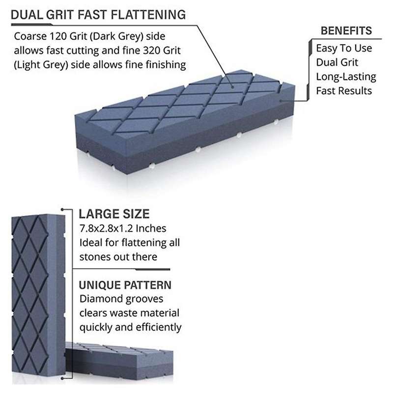 Flattening Stone- Grit Coarse/Fine Sharpening 120/320 Stones Flattener- Diamond Grooves Whetstone