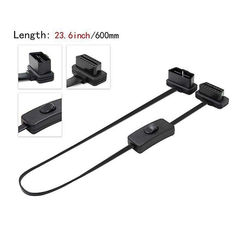 Flat+Thin OBD2 OBDII 16Pin Male to Female Diagnostic Extension Cable Connector