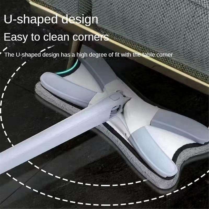 Flat Floor Mop with Replace Cloth Heads 360 Degree Squeeze Mop Hand-free Wash Household Lazy Mop Hom
