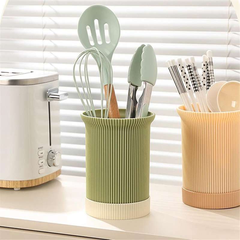 Flatware Rack for Countertop, Utensil Holder Crock for Kitchen Counter, Cutlery Silverware Rack Stor