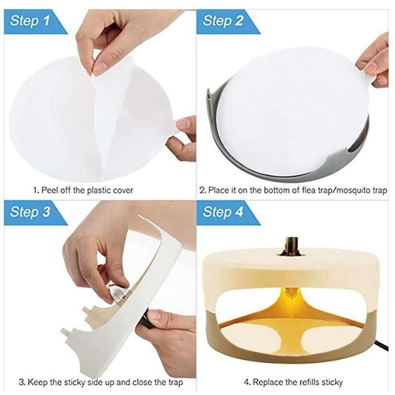 Fleas Trap Refill Discs Replacement Glue Boards 12 Pack, 7.1 Inches Fits Most Models Sticky Dome Fle