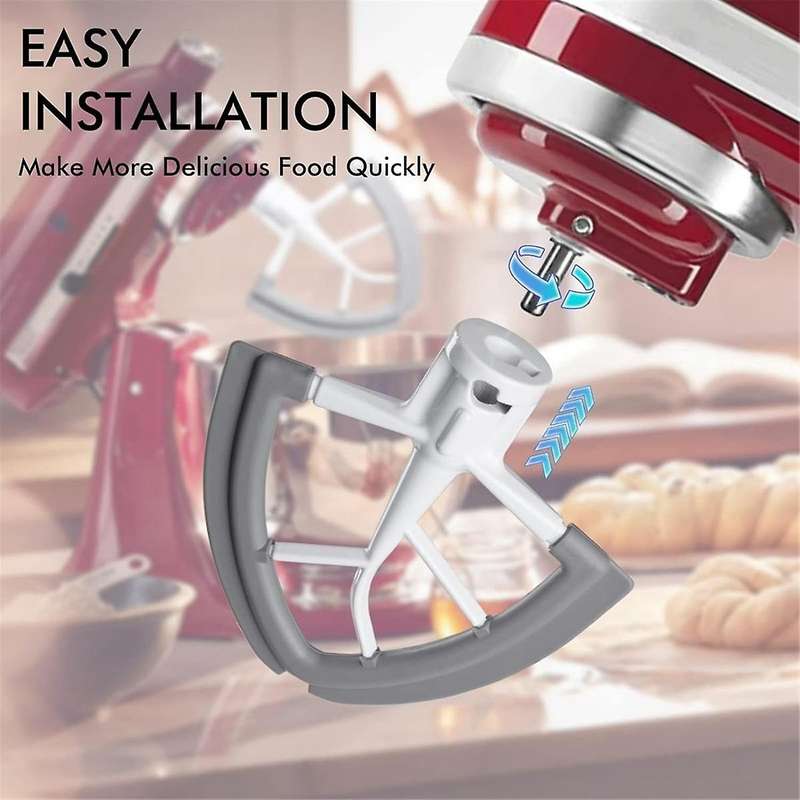 Flex Edge Beater for Mixer 4.5-5 Quart Tilt-head, Paddle Attachment Mixer with Silicone Edges Bowl S