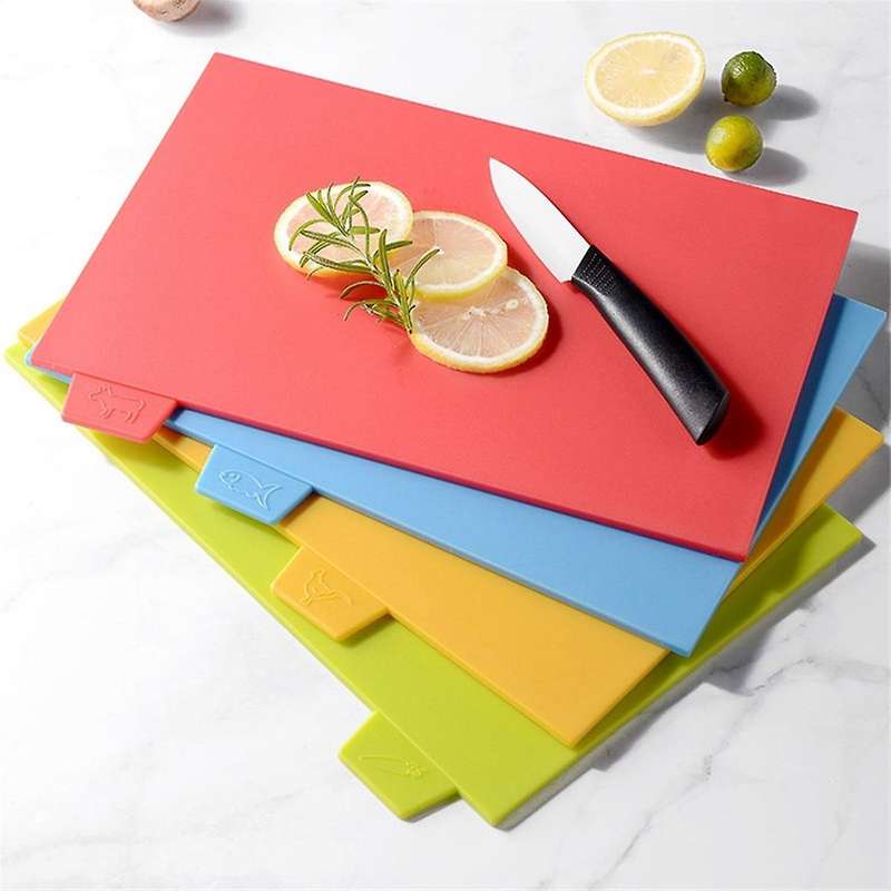 Flexible Plastic Cutting Board Mats with Food Icons, Non- Quality Thin Kitchen Cutting Mat Set