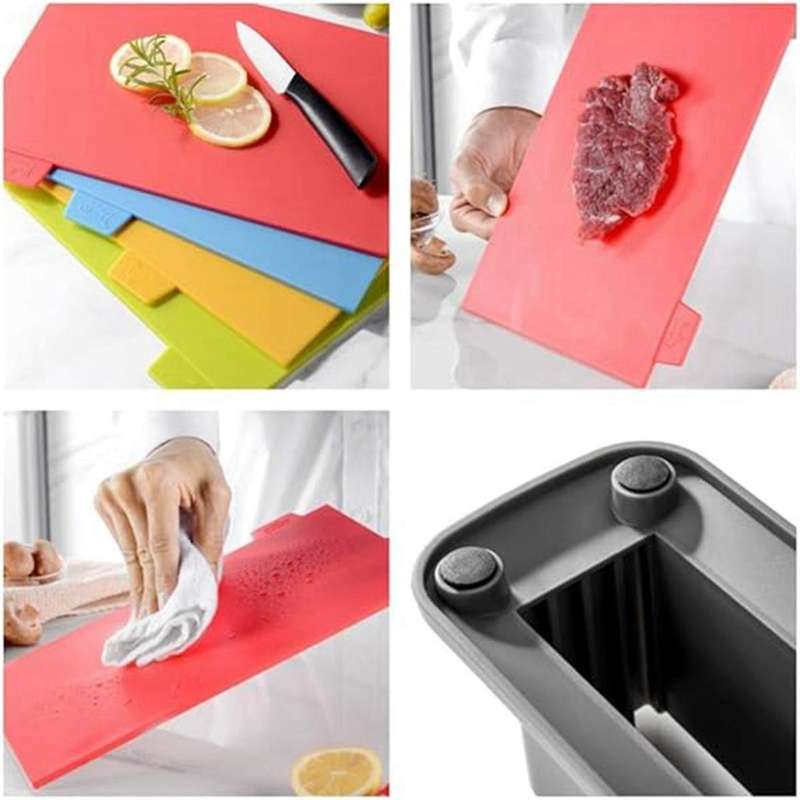 Flexible Plastic Cutting Board Mats with Food Icons, Non- Quality Thin Kitchen Cutting Mat Set