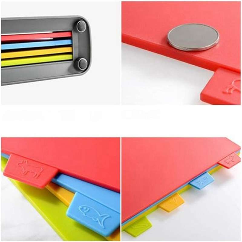 Flexible Plastic Cutting Board Mats with Food Icons, Non- Quality Thin Kitchen Cutting Mat Set