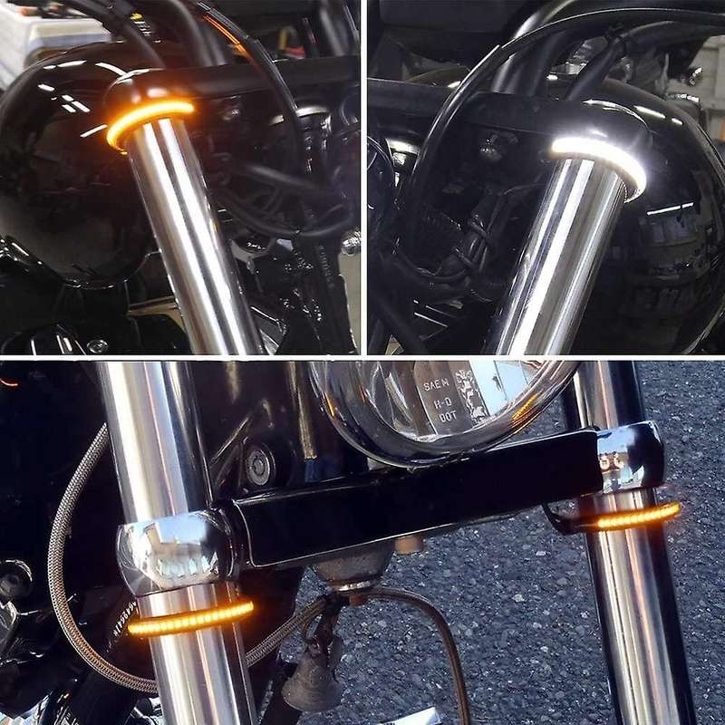 Flexible Switchback -Color White & Amber Motorcycle LED Fork Turn Signal DRL Daytime Running Light W