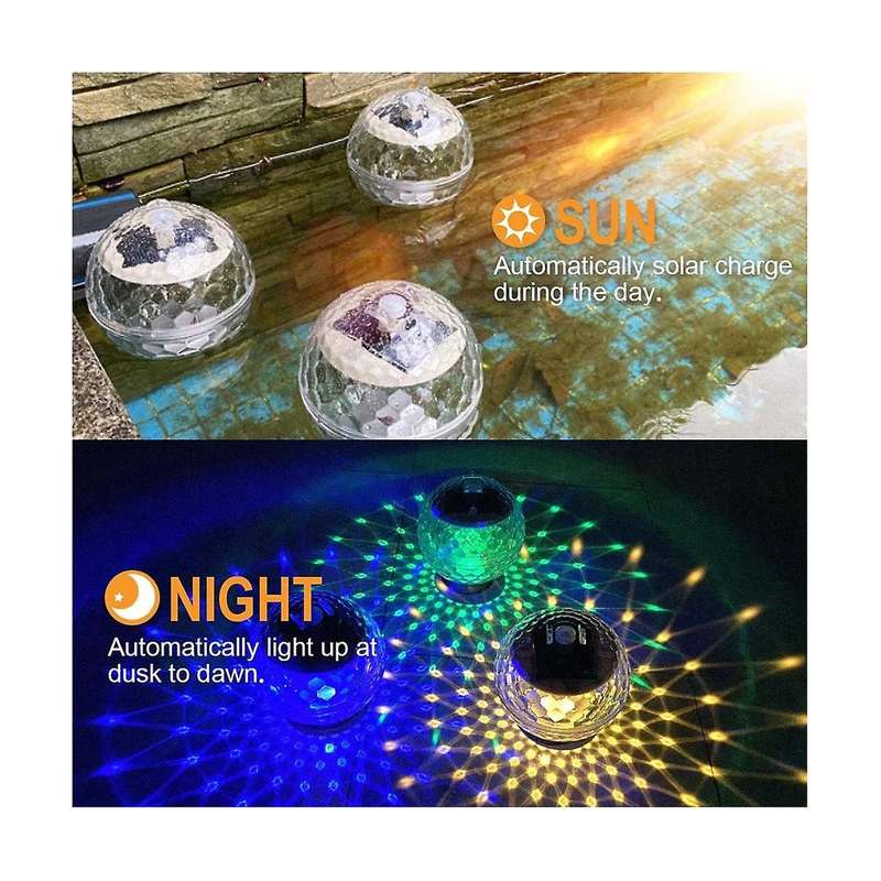 Floating Pool Lights, Solar Pool Lights with Rgb Color Changing Waterproof Pool Lights That Float
