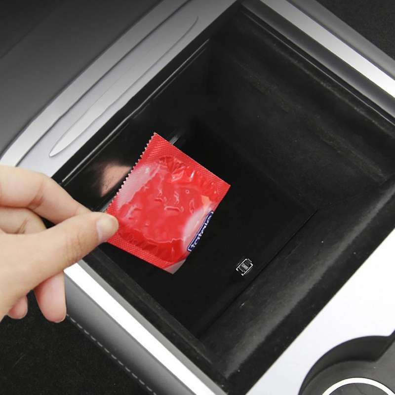 Flocking Organizer Car Armrest Storage Box for Model 3 Y 2021 Central Control Armrest Box