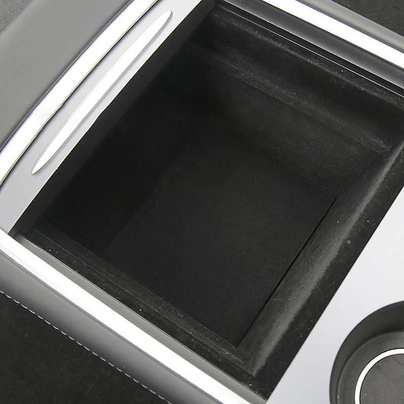 Flocking Organizer Car Armrest Storage Box for Model 3 Y 2021 Central Control Armrest Box