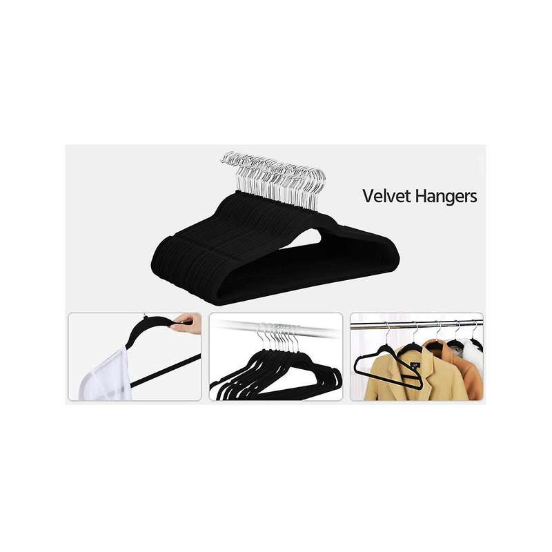 Flocking Non- Suit Hangers - Pack Of 30, Black