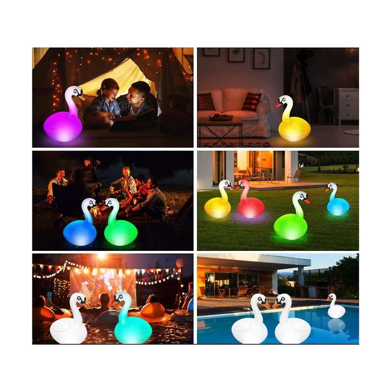 Floating Pool Lights Swan Rgb Dimmable Solar Swan Pool Lights Waterproof Inflatable Lights for Pool