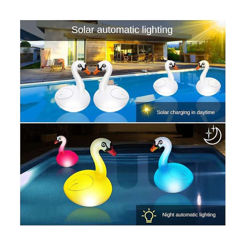 Floating Pool Lights Swan Rgb Dimmable Solar Swan Pool Lights Waterproof Inflatable Lights for Pool
