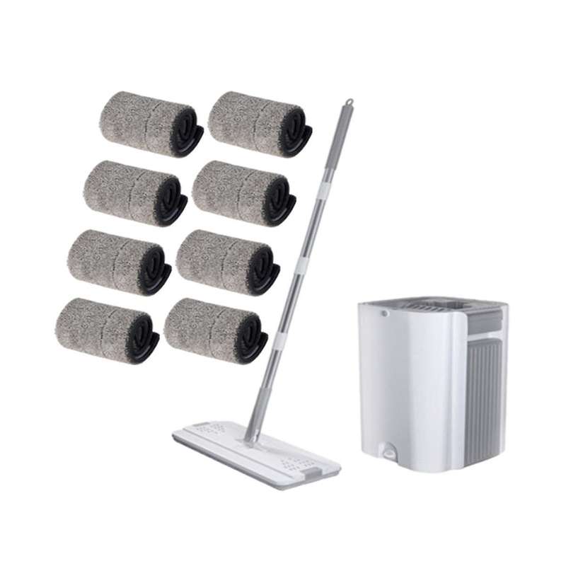 Floor Mop and Buckets Set Flat Squeeze Mops Buckets Microfiber Pads Household Hardwood Floor Cleanin