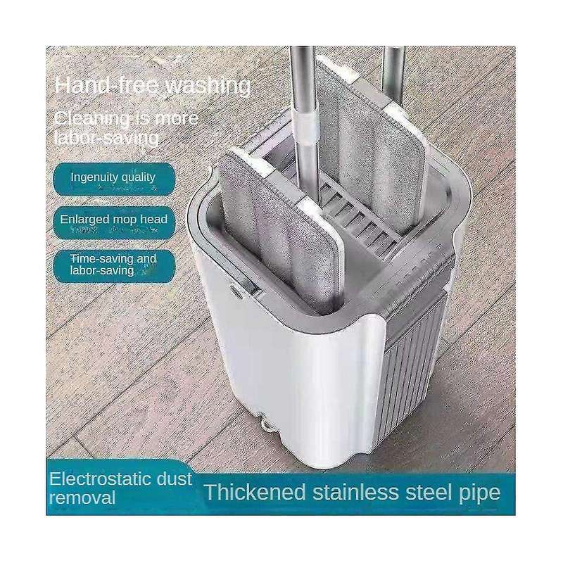 Floor Mop and Buckets Set Flat Squeeze Mops Buckets Microfiber Pads Household Hardwood Floor Cleanin
