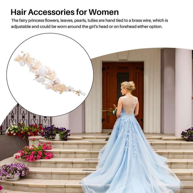 Floral Princess Wedding Headpiece Dried Flower Headband Hair Accessories for Women and Girls and Br