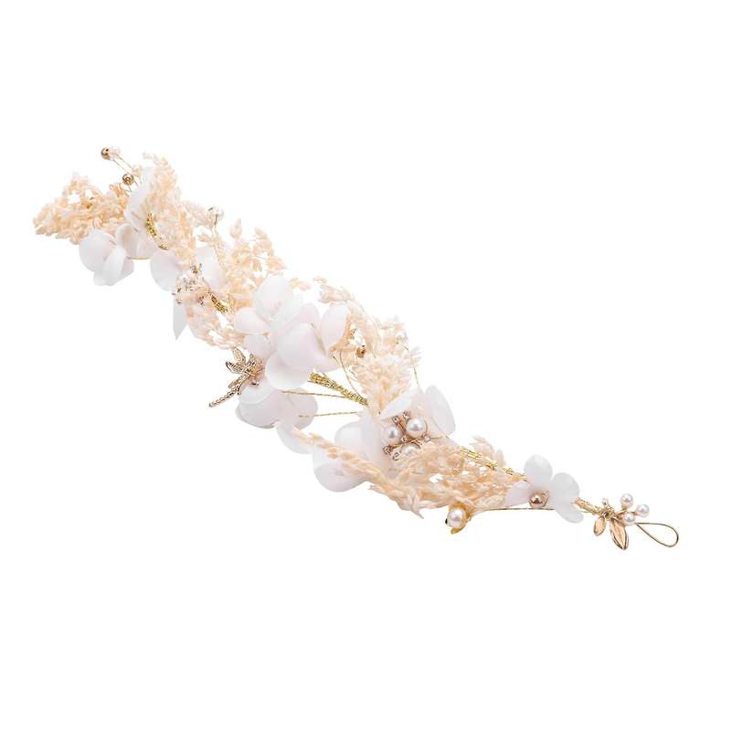 Floral Princess Wedding Headpiece Dried Flower Headband Hair Accessories for Women and Girls and Br