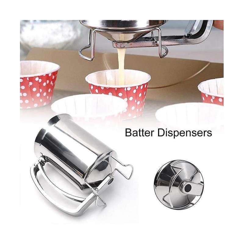 Flour Dispenser,flour Batter Dispenser Stainless Steel Baking Tool Batter Mixer Batter Funnel for Ho
